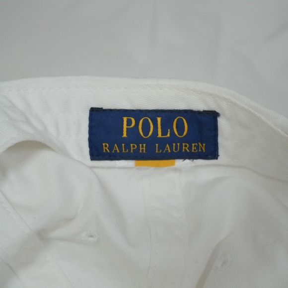 Ralph Lauren Polo Hat Cap Strap Back White Blue Pony Adjustable Mens - Picture 6 of 6